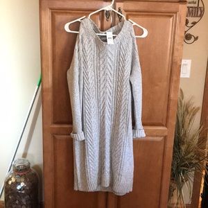 LOFT sweater, cold shoulder dress